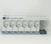 Wholesale - WINE GLASS SET 6PC 8OZ DIAMOND, UPC: 810002202612